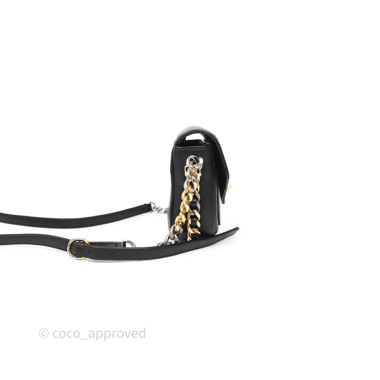 Chanel Small Precious Union Flap Black Calfskin Gold & Silver Hardware