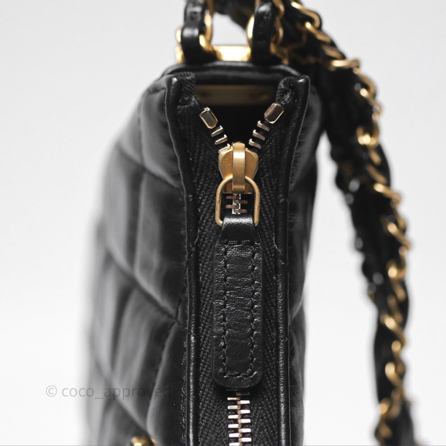 Chanel Hobo Bag Black Aged Calfskin Aged Gold Hardware