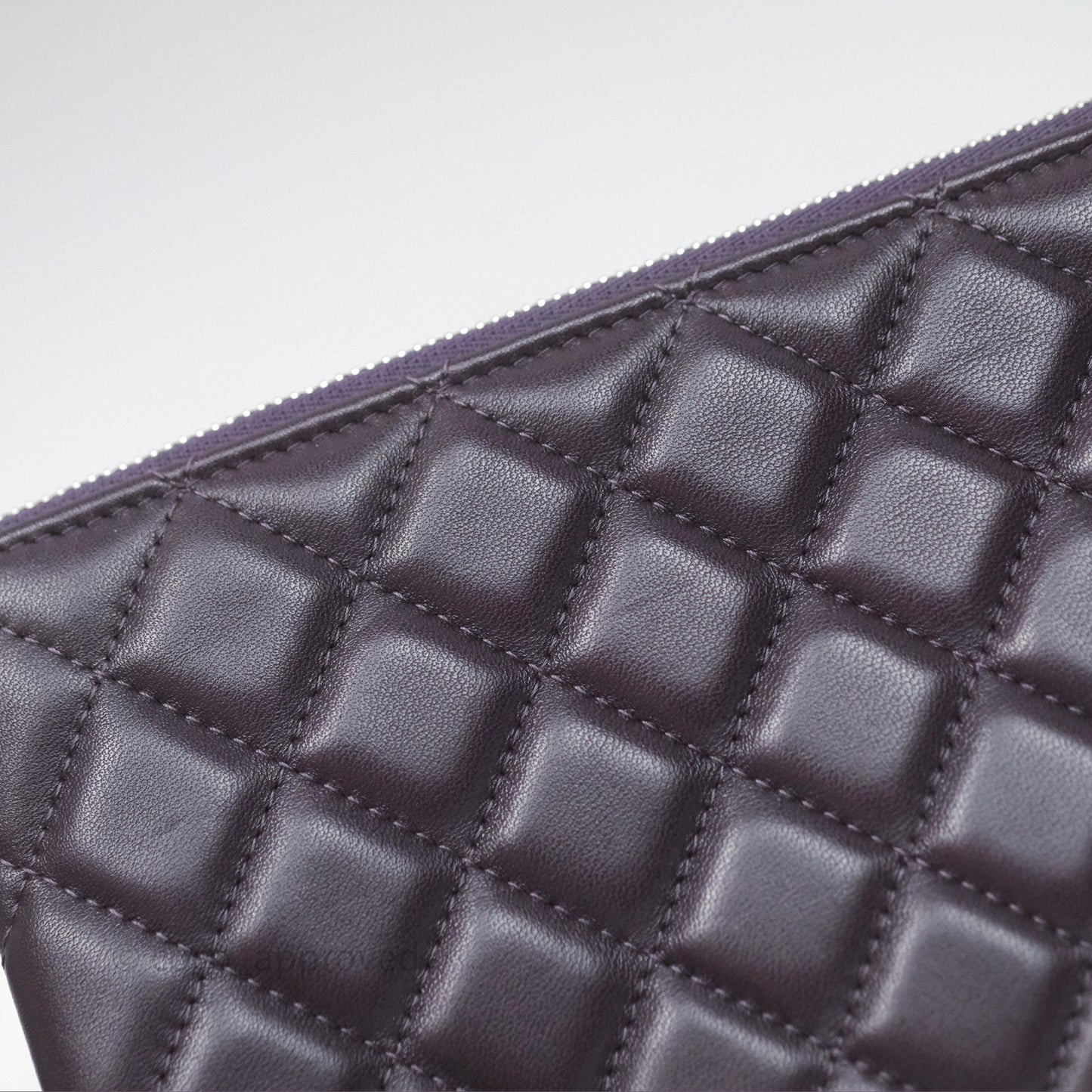 Chanel Quilted Small O Case Dark Purple Lambskin Silver Hardware