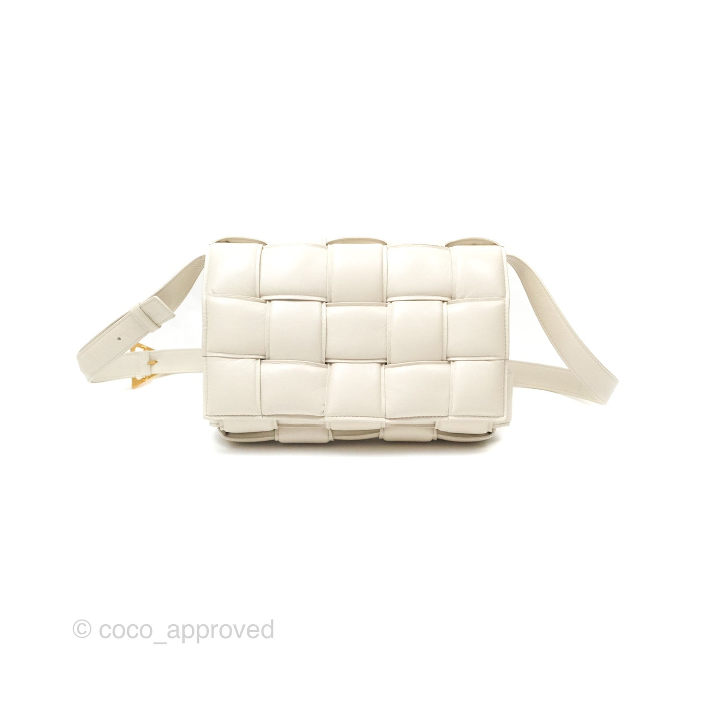 Bottega Veneta Padded Cassette Shoulder Bag Intrecciato Chalk Paper Calfskin