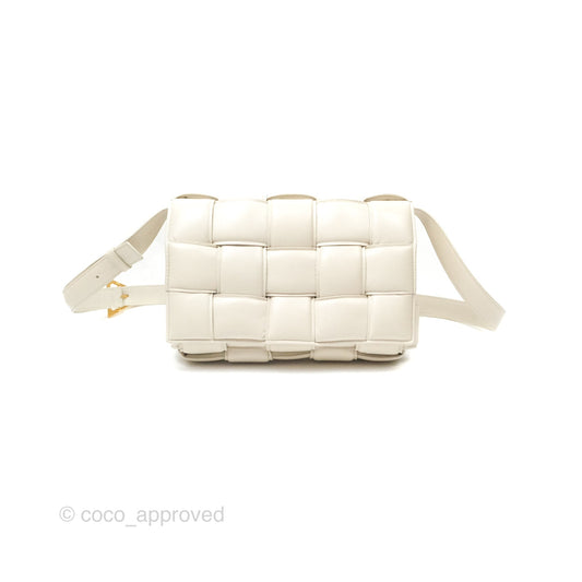 Bottega Veneta Padded Cassette Shoulder Bag Intrecciato Chalk Paper Calfskin