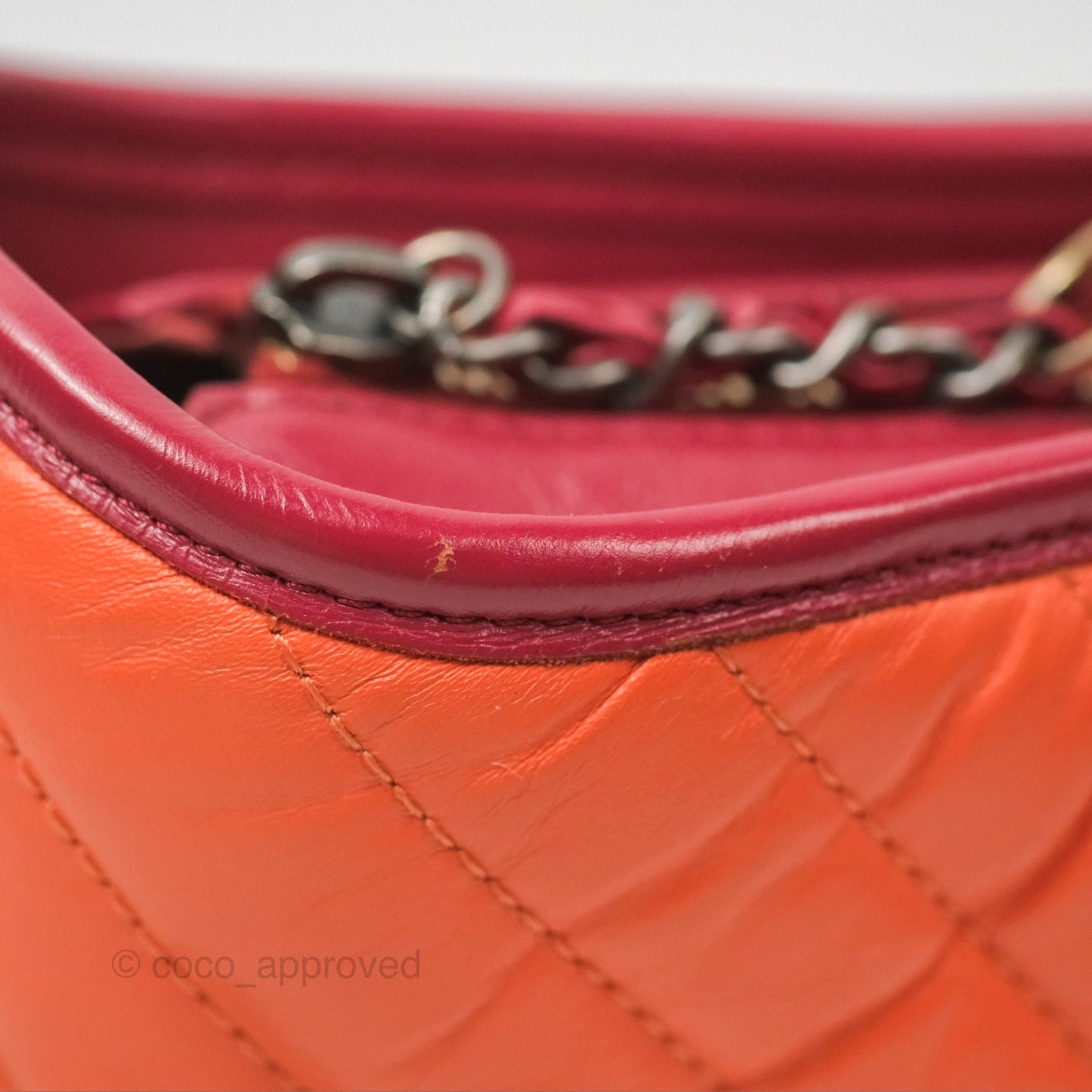Chanel Small Gabrielle Hobo Chevron Orange Red Aged Calfskin