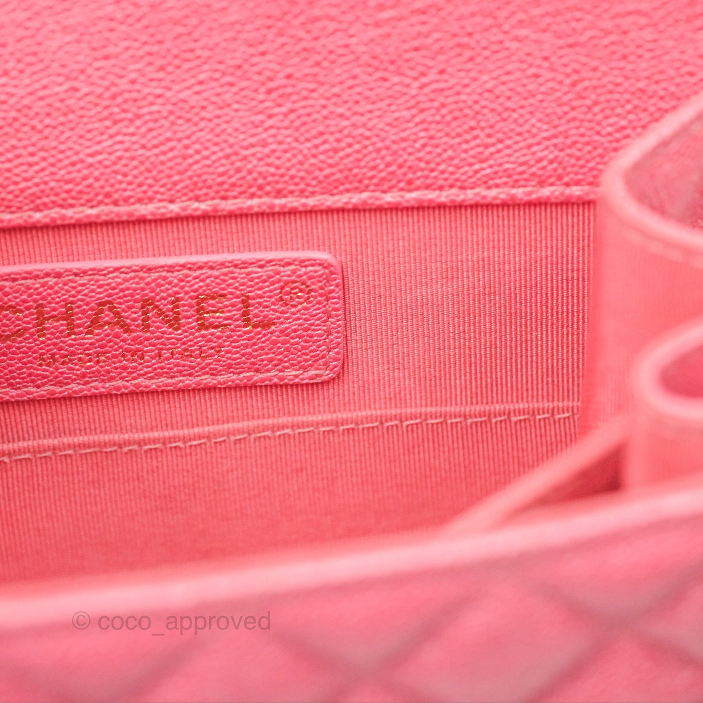 Chanel Quilted North South Boy Flap Iridescent Pink Caviar Gold Hardware