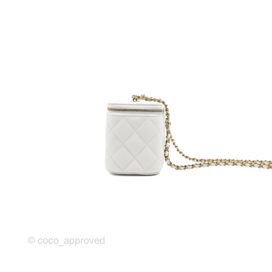 Chanel Classic Vanity with Chain White Caviar Gold Hardware