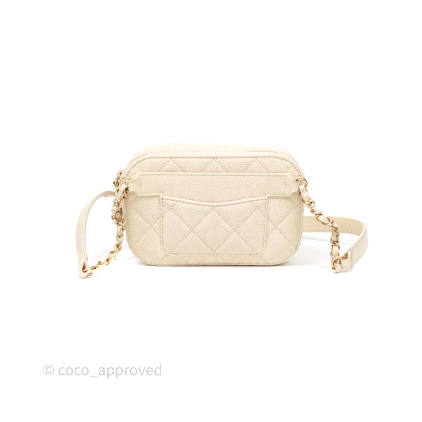 Chanel Quilted Caviar Waist Bag Ivory Aged Gold Hardware