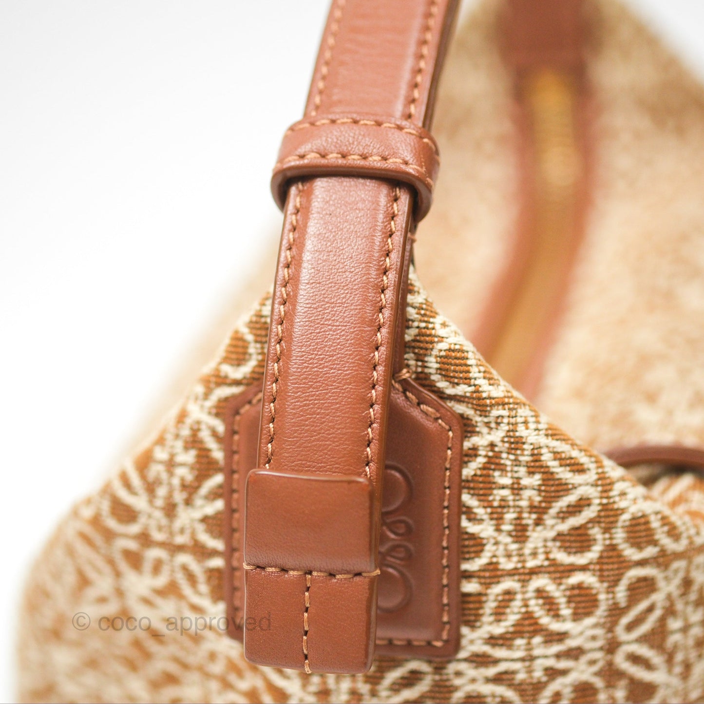 Loewe Small Cubi bag in Anagram Jacquard & Calfskin Tan Pecan