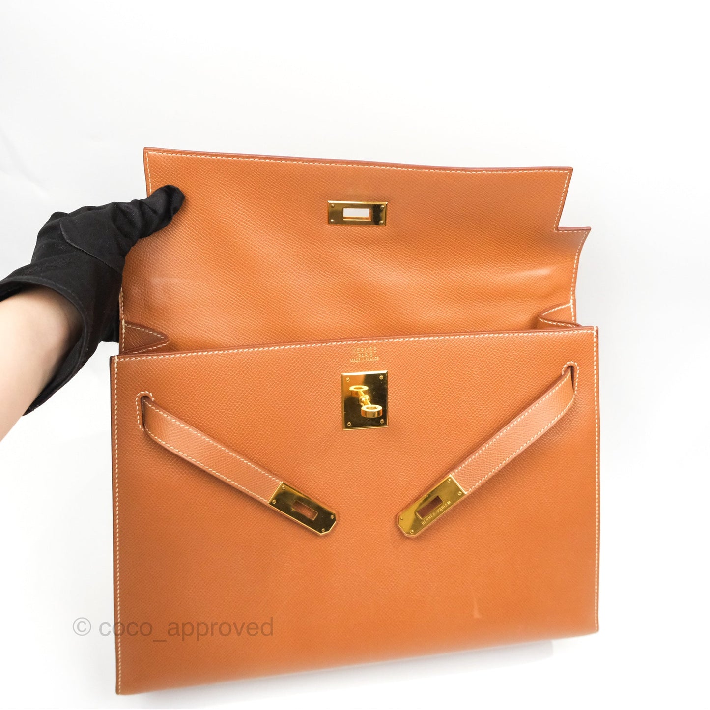 Hermès Kelly 32 Sellier Gold Epsom Gold Hardware