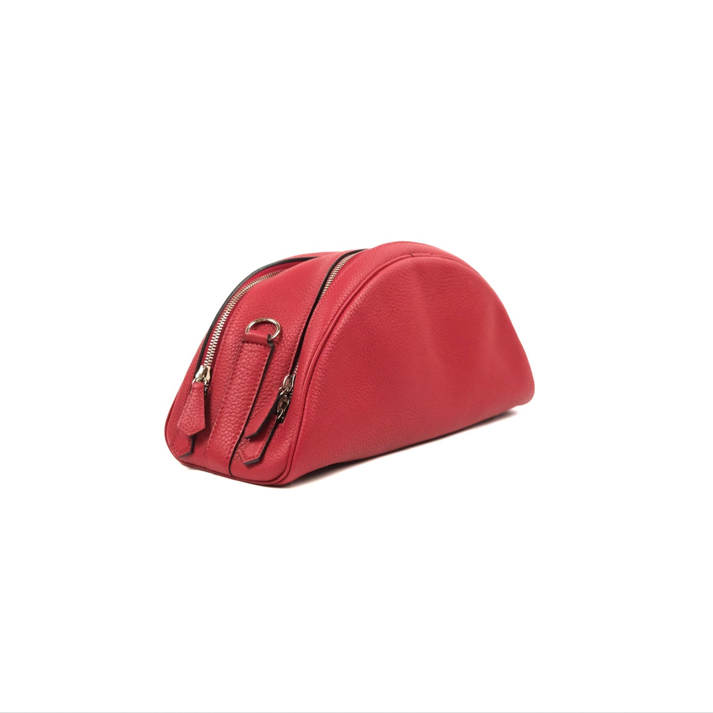 Moynat Swing Bag Red Grained Leather Silver Hardware