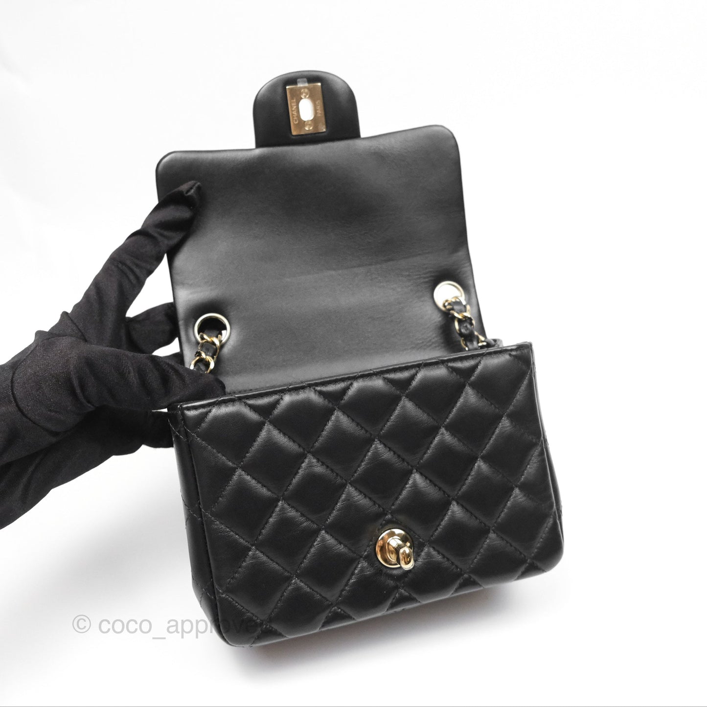 Chanel Mini Square Black Lambskin Gold Hardware