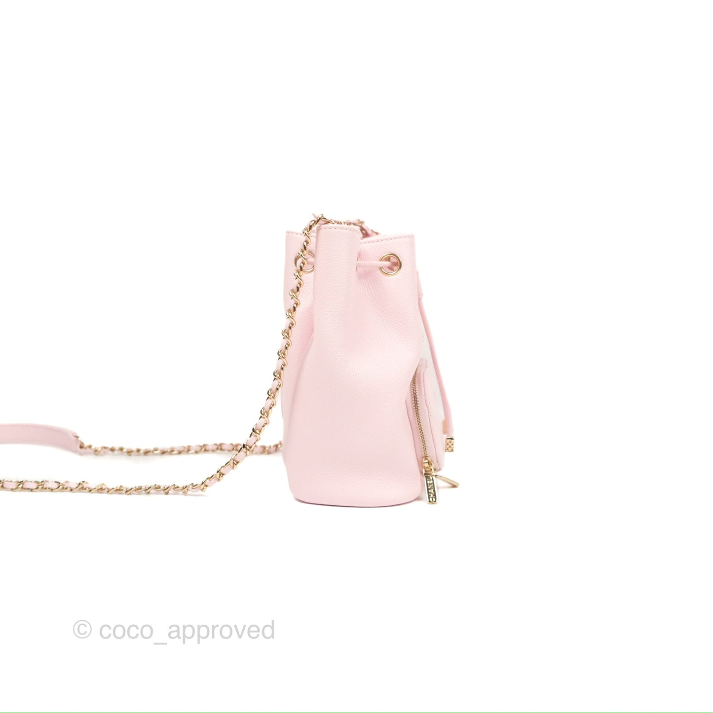 Chanel Business Affinity Drawstring Bucket Bag Light Pink Caviar Gold Hardware