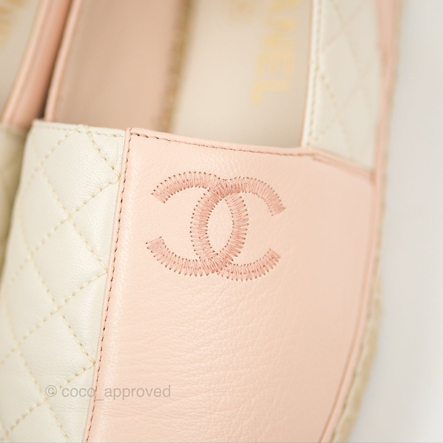 Chanel Espadrille Quilted White/Pink Size 38