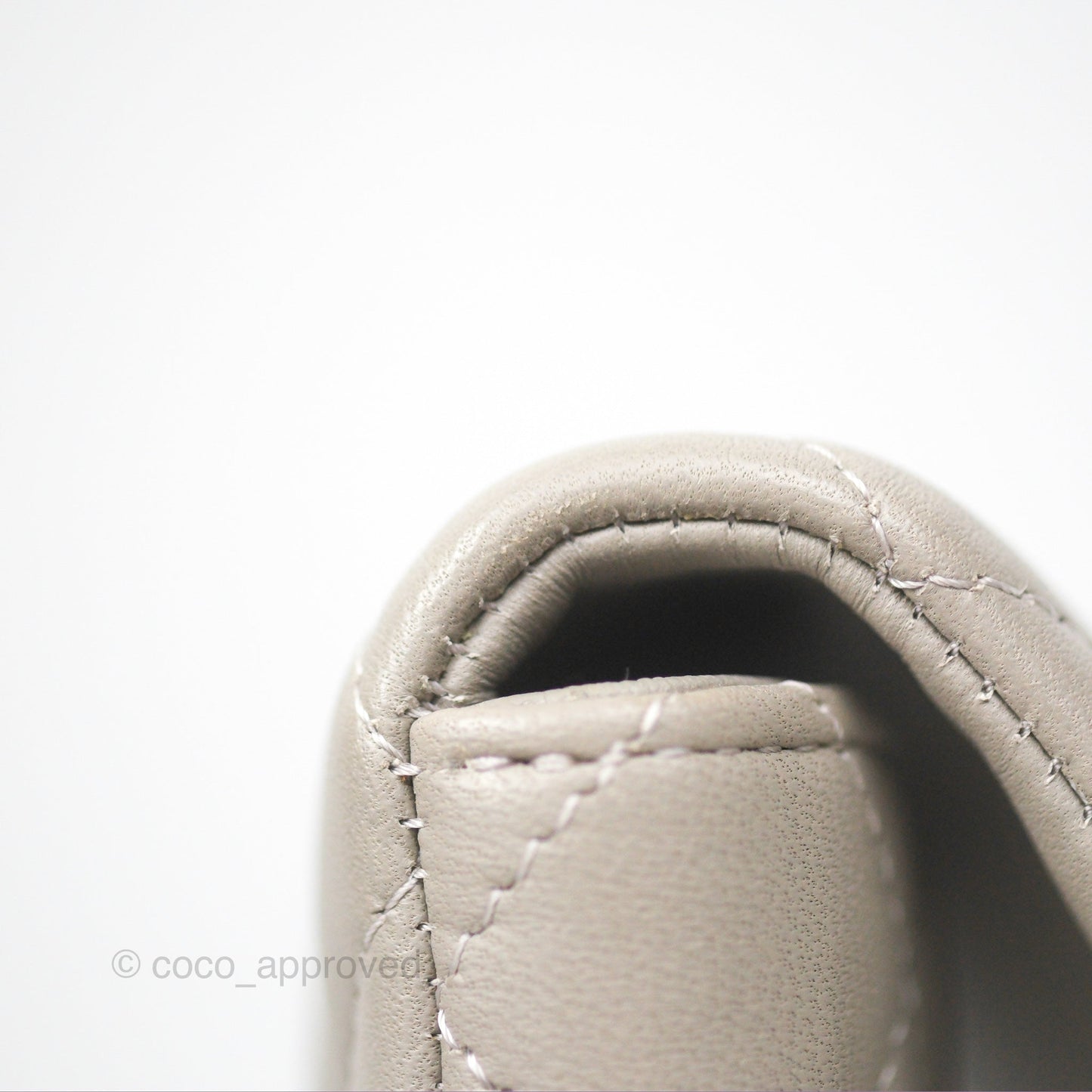 Chanel Classic Flap Clutch Quilted Light Grey Lambskin Silver Hardware
