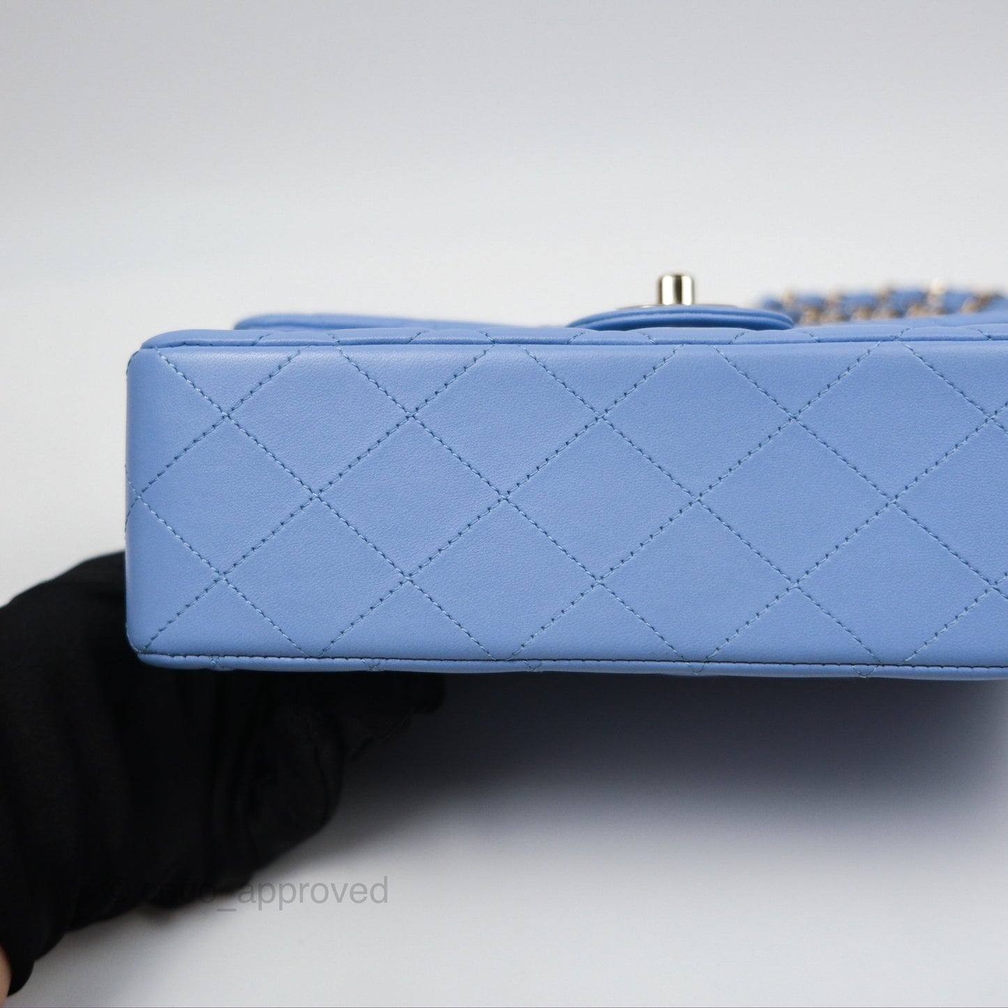 Chanel Small Classic Quilted Flap Sky Blue Lambskin Gold Hardware