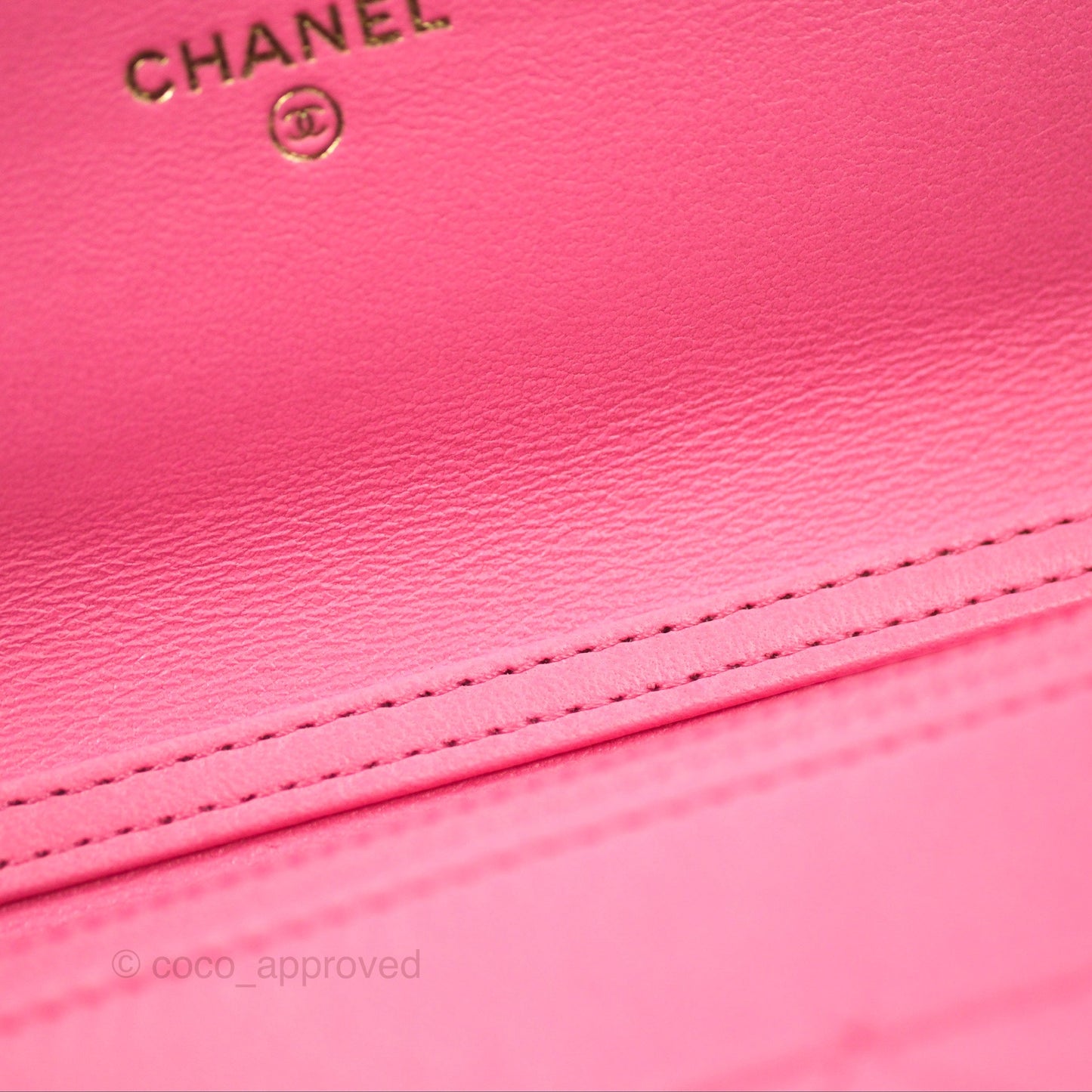 Chanel Quilted Pearl Crush Wallet on Chain WOC Pink Lambskin Aged Gold Hardware