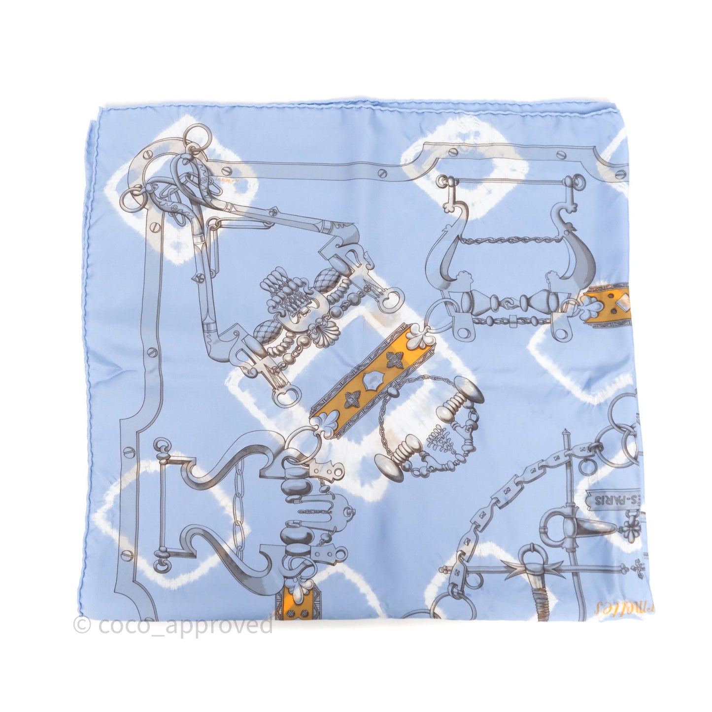 Hermès Mors et Gourmettes Scarf Light Blue