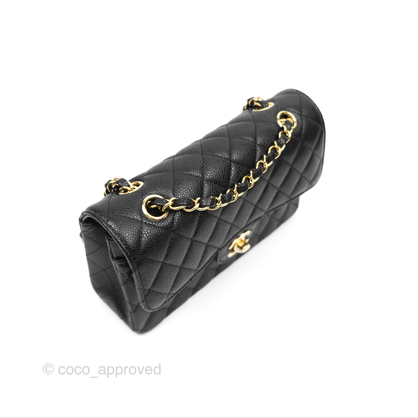 Chanel Small Classic Flap Quilted Black Caviar Gold Hardware