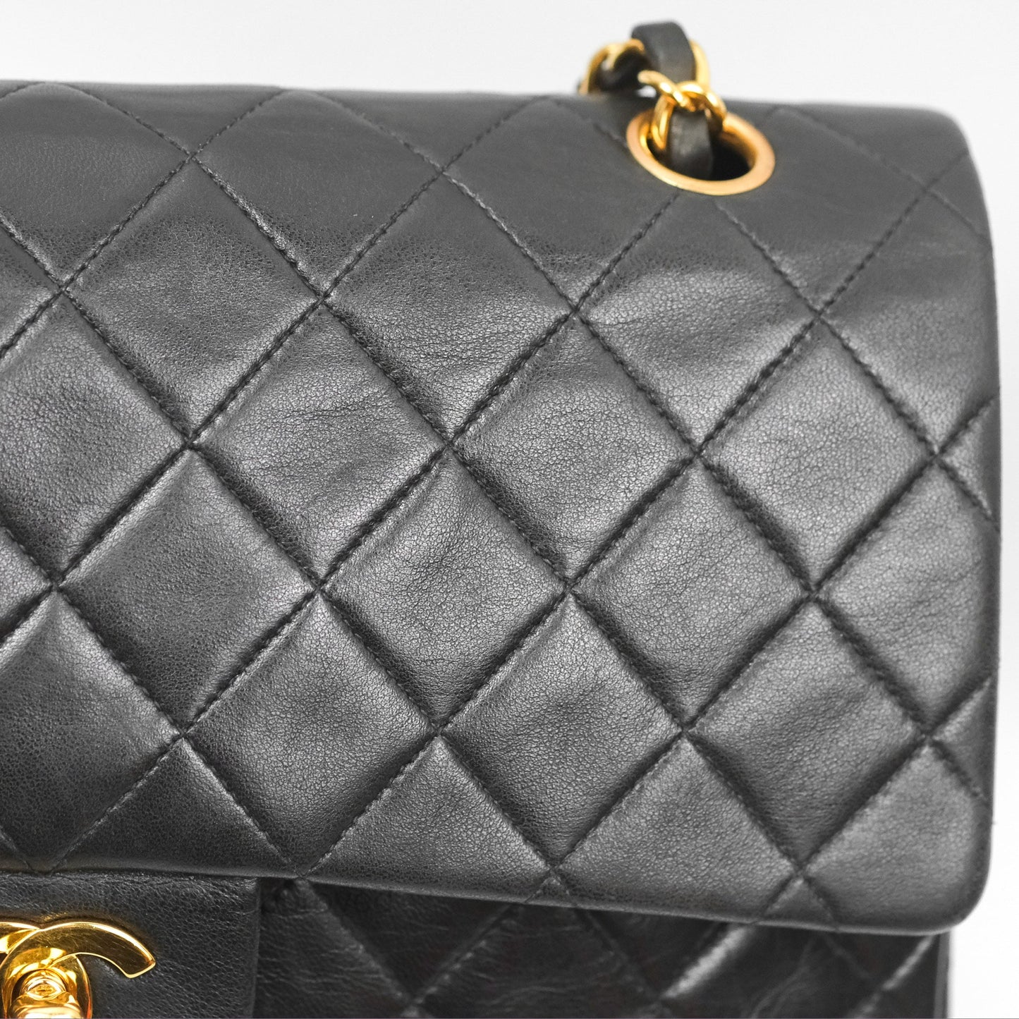 Chanel Vintage Classic Medium Flap Black Lambskin 24K Gold Hardware