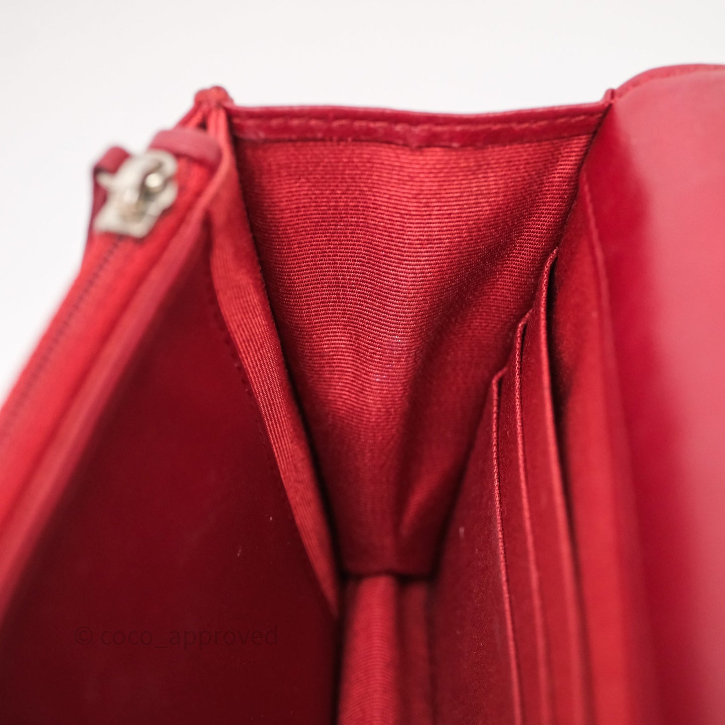 Chanel Quilted Wallet on Chain WOC Red Lambskin Silver Hardware