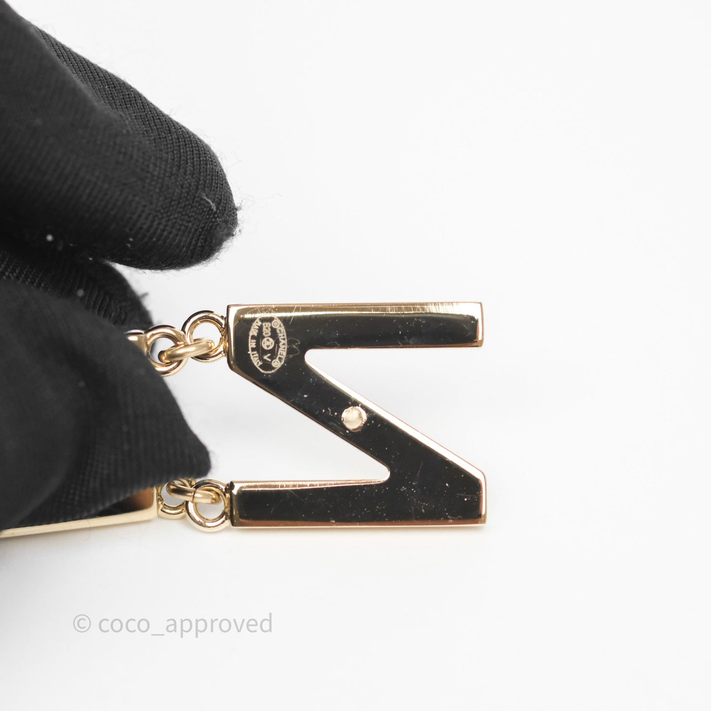 Chanel Letter Cha-Nel Logo Drop Earrings Gold Tone 20V
