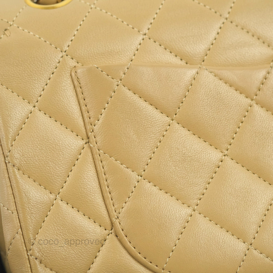 Chanel Classic Vintage Small Flap Dark Beige Lambskin 24K Gold Hardware