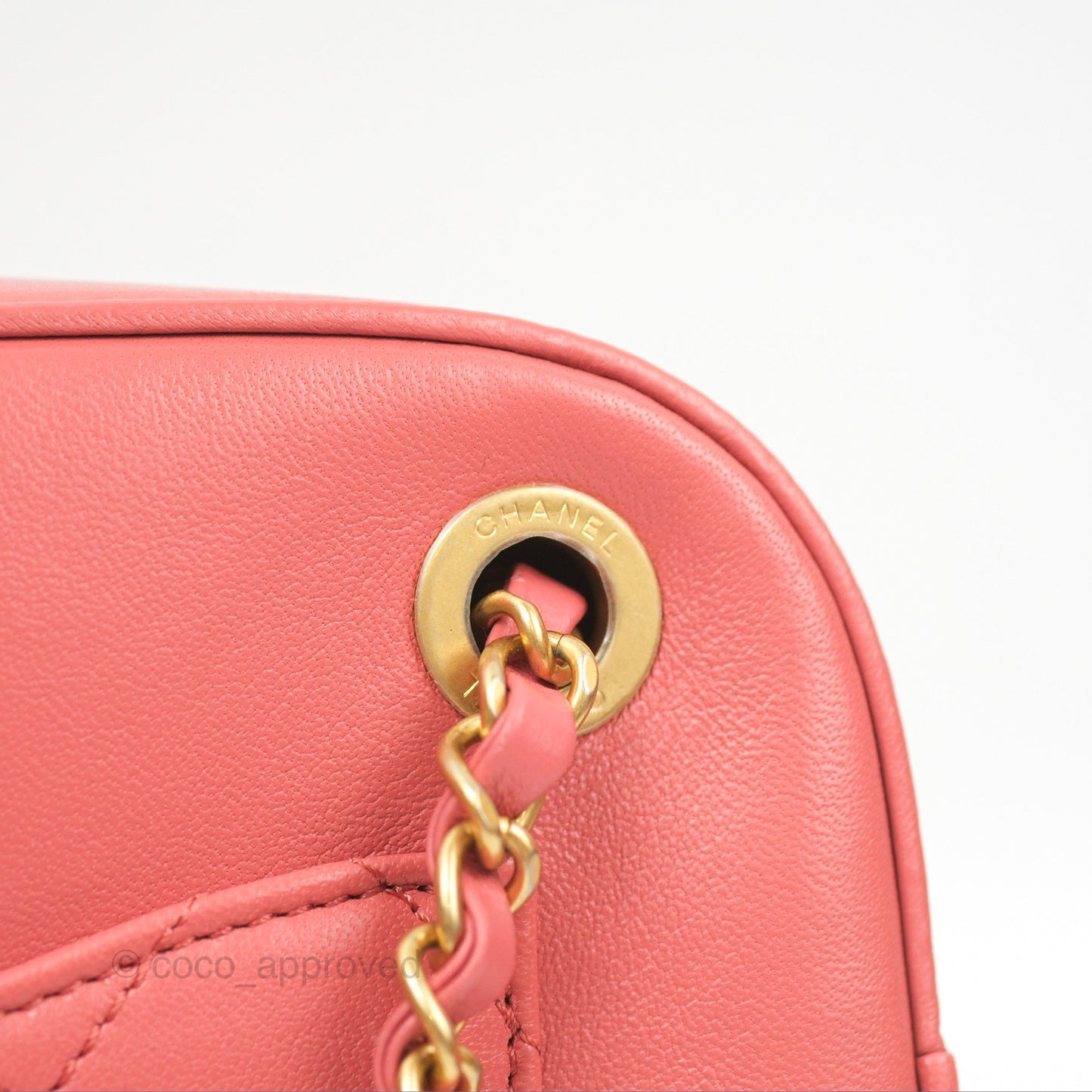 Chanel Chain Infinity Camera Case Pink Goatskin Aged Gold Hardware