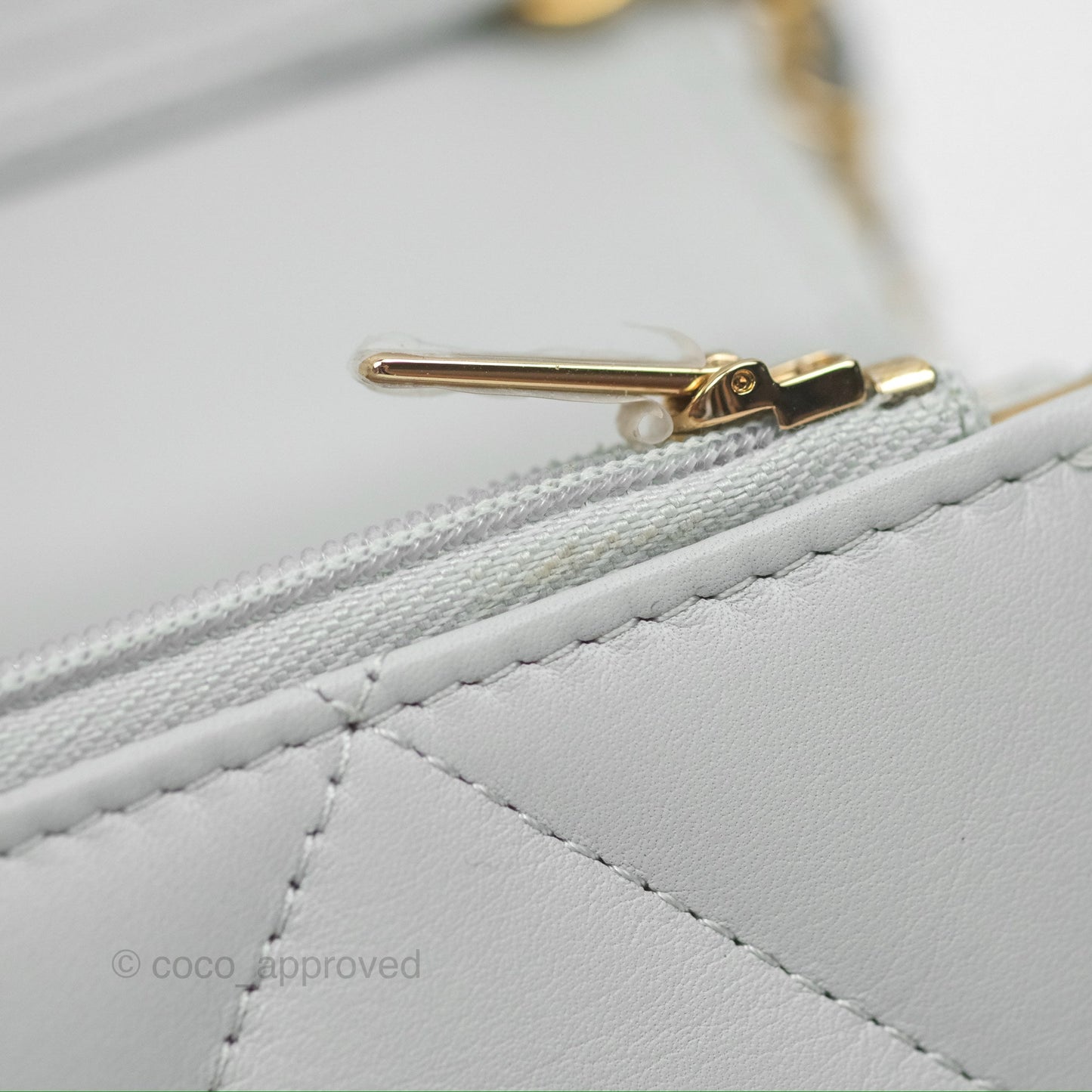 Chanel Crystal CC Mini Cutch with Chain Grey Lambskin Gold Hardware