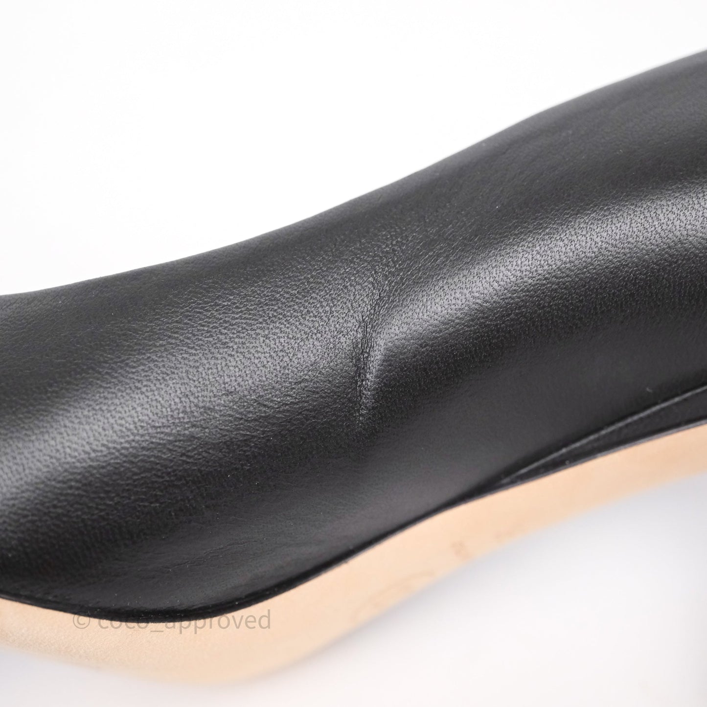 Chanel CC Cap Toe Pumps Heels Black Lambskin Size 38