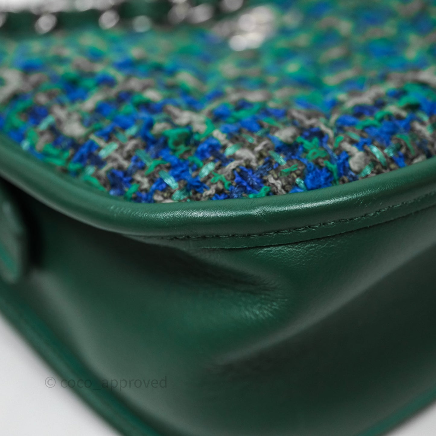 Chanel Tweed Jungle Stroll Hobo Bag Green Silver Hardware