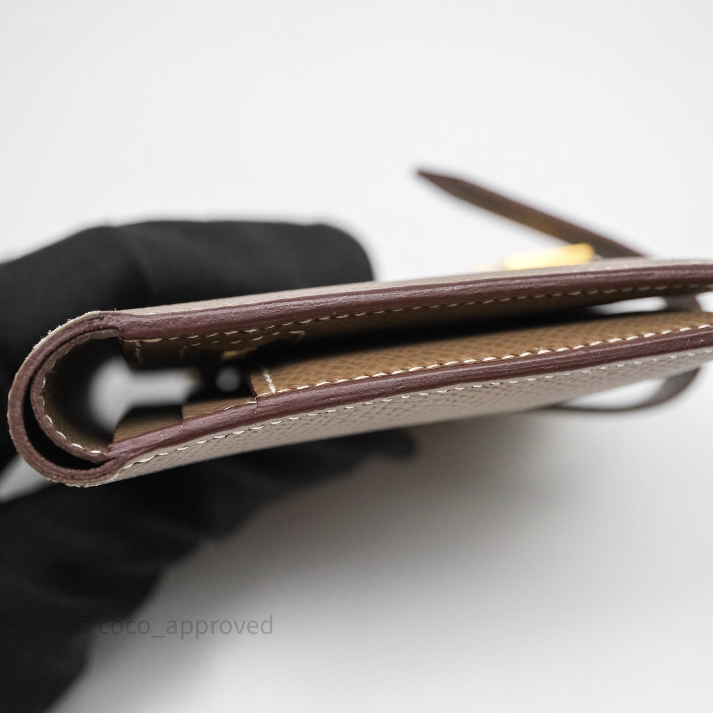 Hermès Bearn Compact Wallet Etoupe Epsom Gold Hardware
