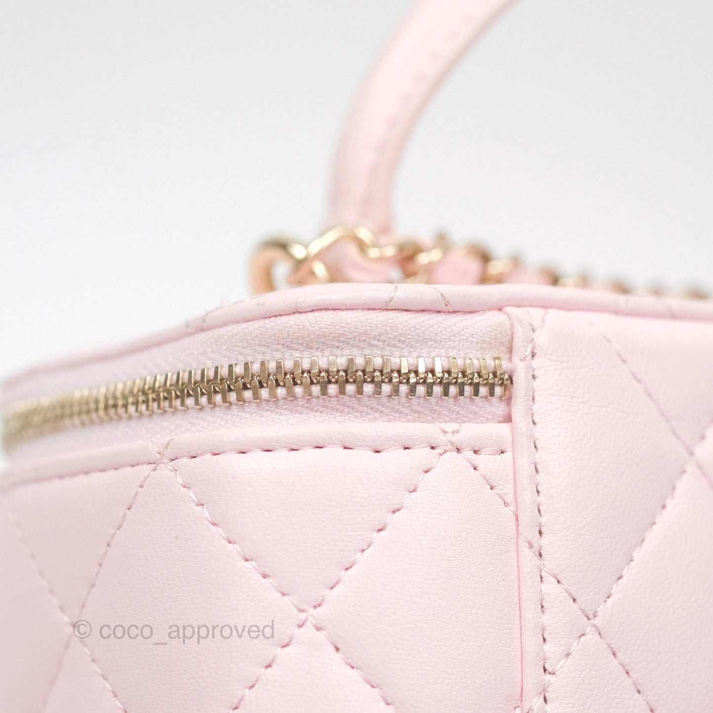 Chanel Vanity Rectangular Top Handle Light Pink Lambskin Gold Hardware