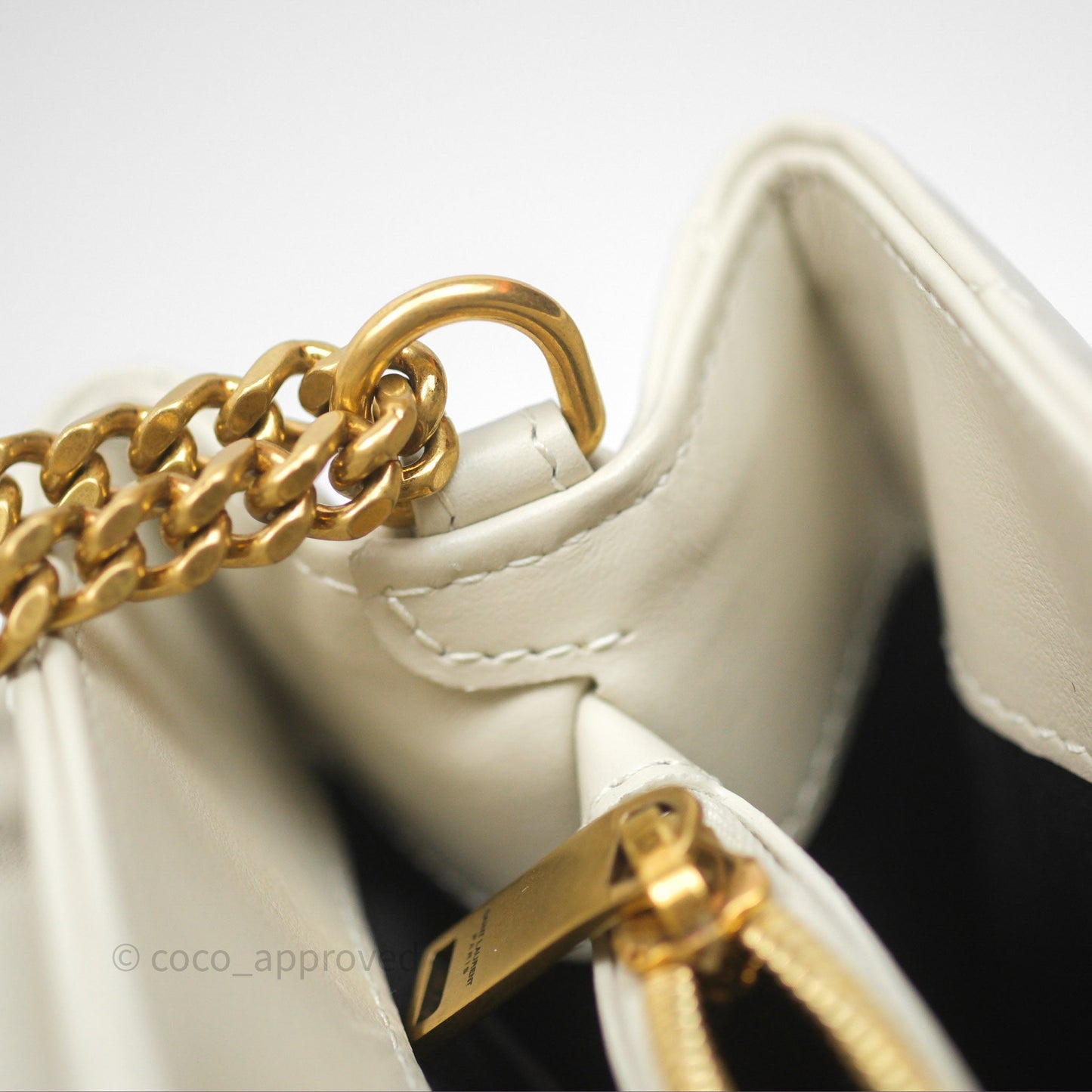 Saint Laurent Loulou Small Flap Bag Beige Calfskin Gold Hardware