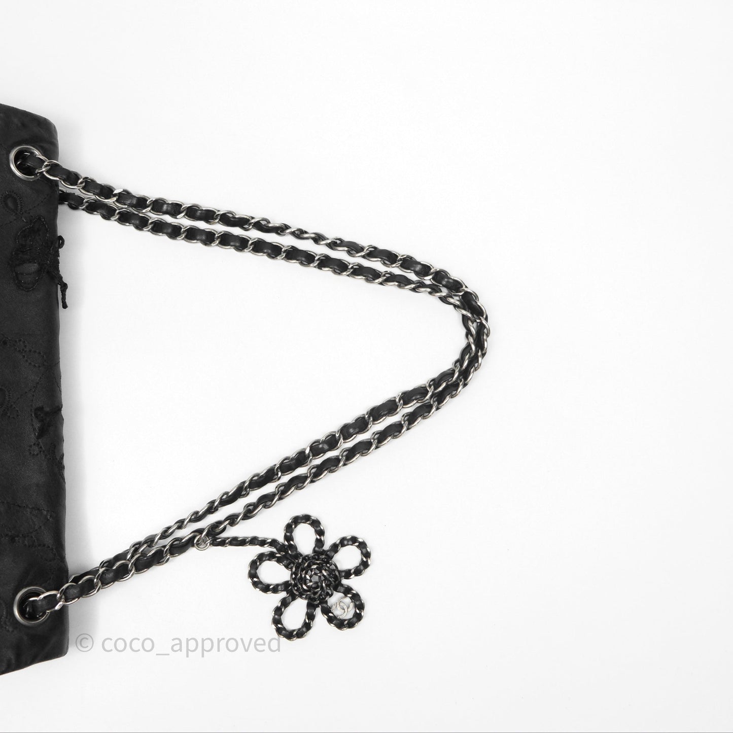 Chanel Embroidered Butterfly Flap Black Lambskin Ruthenium Hardware