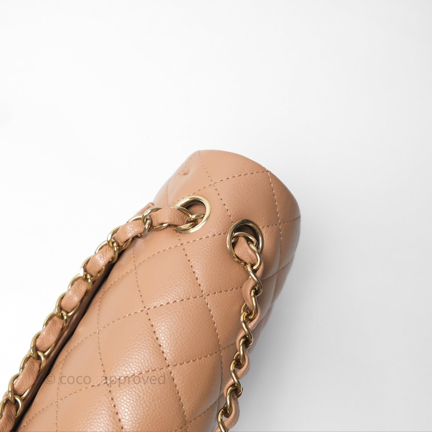 Chanel Small Classic Quilted Flap Dark Beige Caviar Gold Hardware
