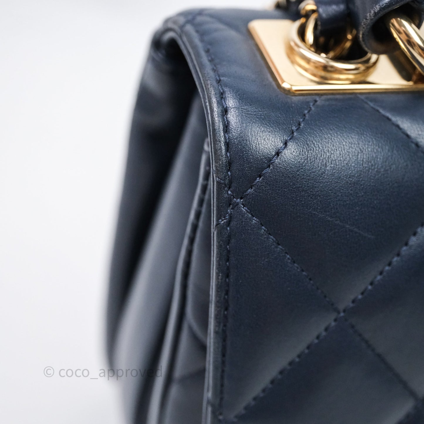 Chanel Small Trendy CC Navy Lambskin Gold Hardware