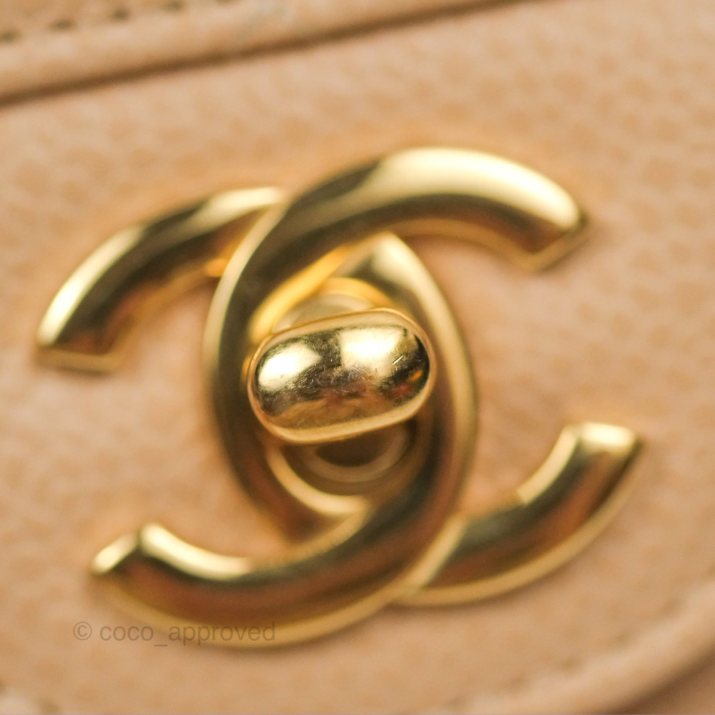 Chanel Small Quilted Classic Flap Beige Caviar Gold Hardware