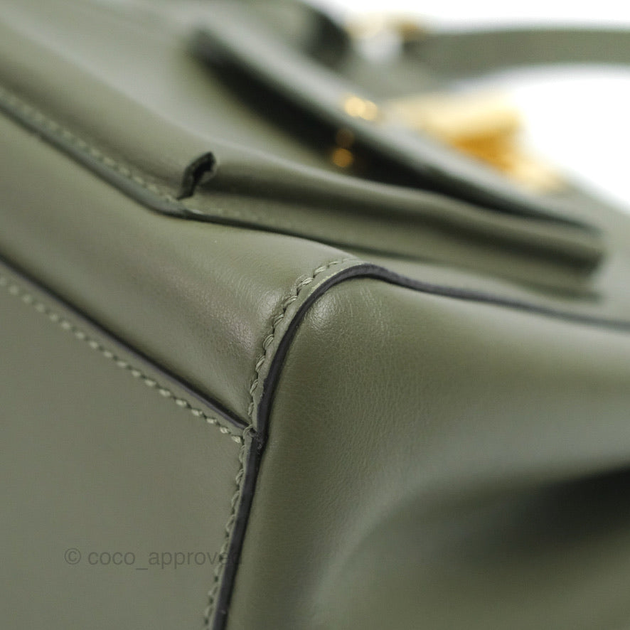 Fendi Mini Peekaboo Pocket Bag Olive Green Gold Hardware