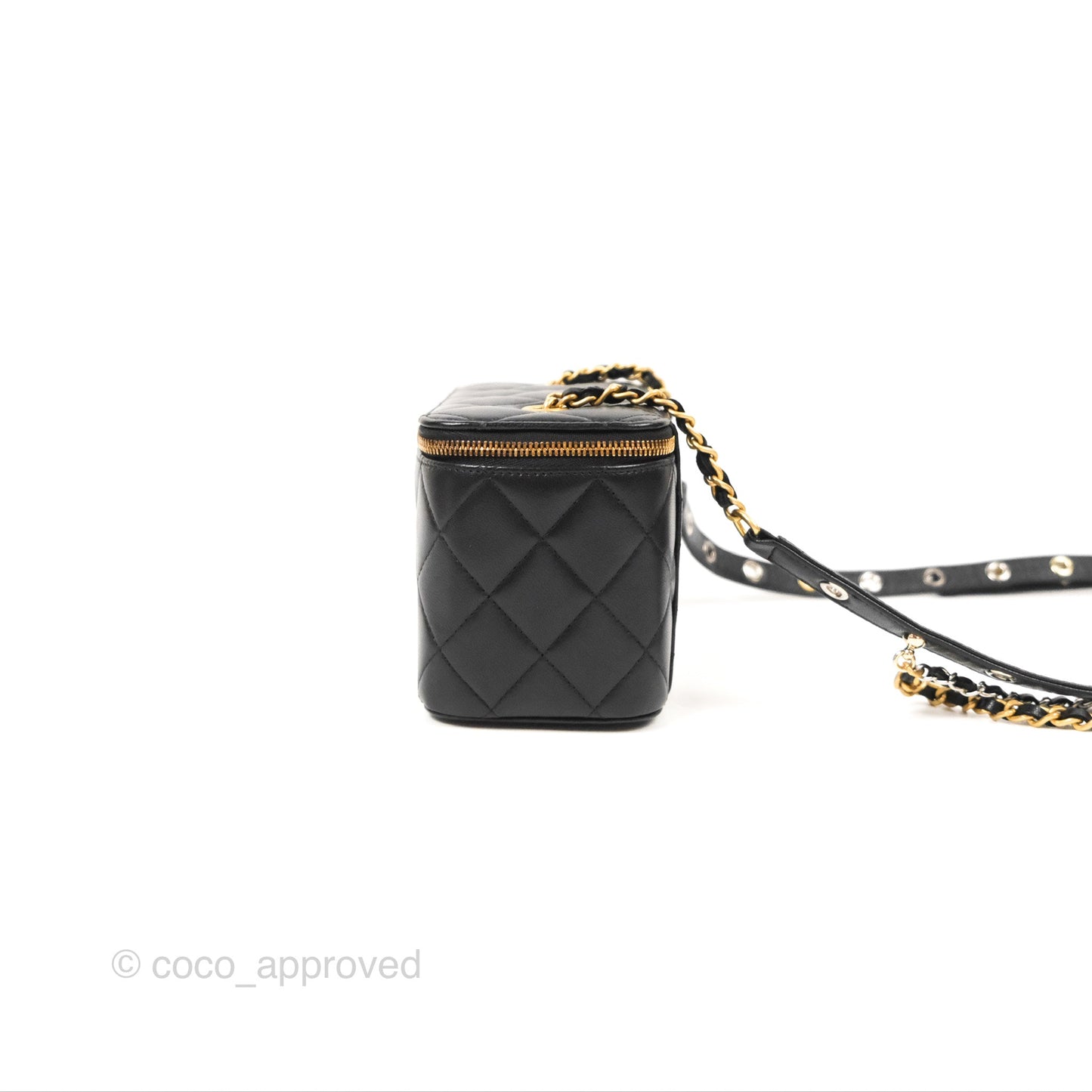 Chanel Vanity With Chain Black Goatskin Aged Gold Hardware