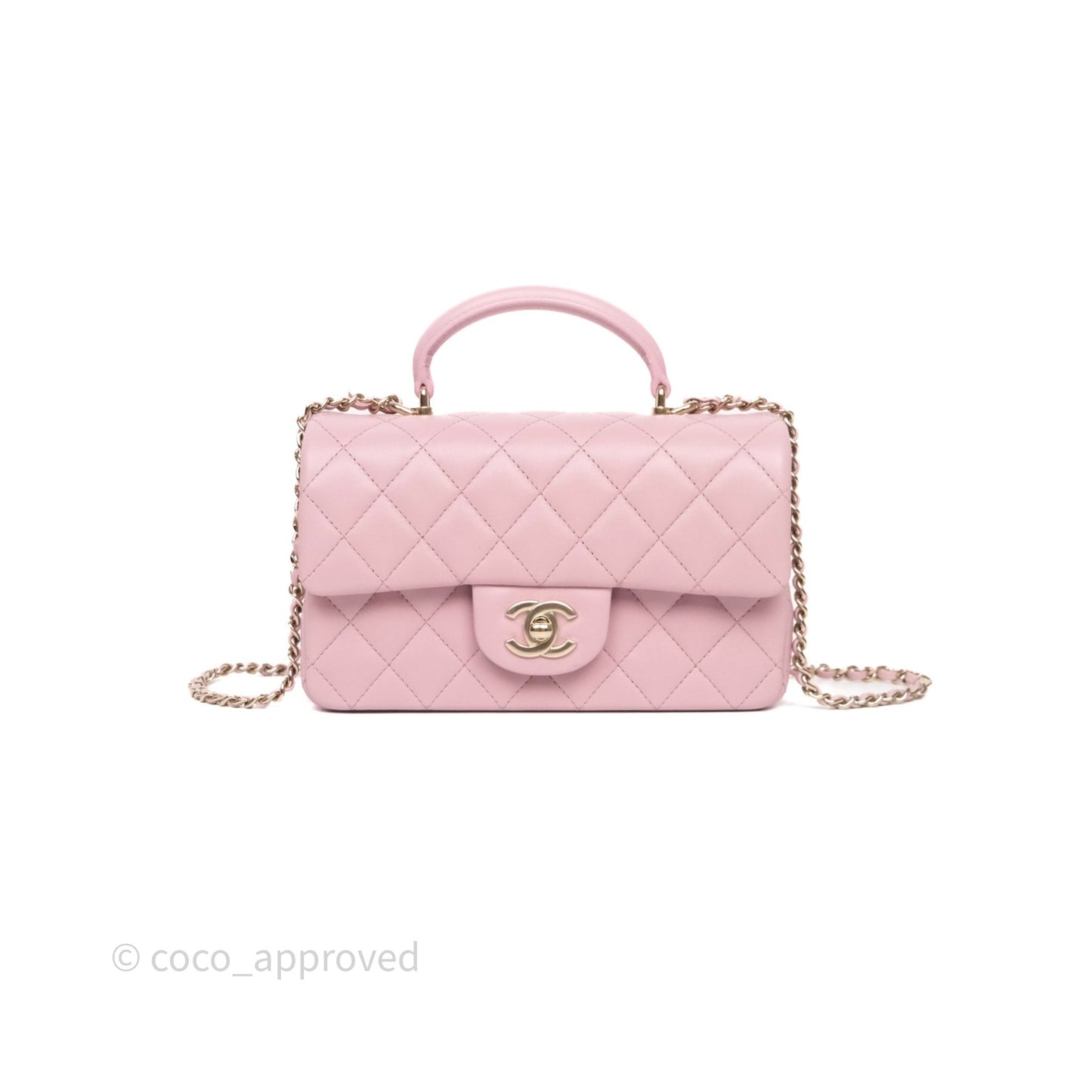 Chanel Top Handle Mini Rectangular Flap Lilac Pink Lambskin Gold Hardware