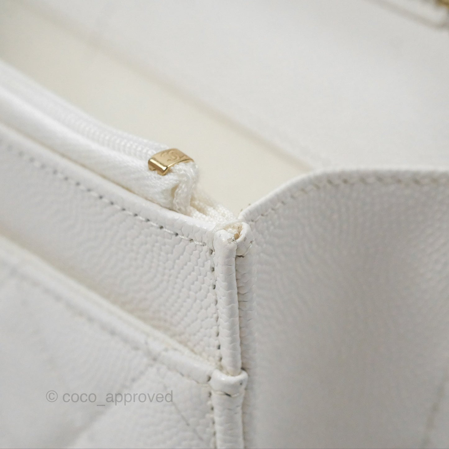 Chanel Quilted Classic Wallet on Chain WOC White Caviar Gold Hardware