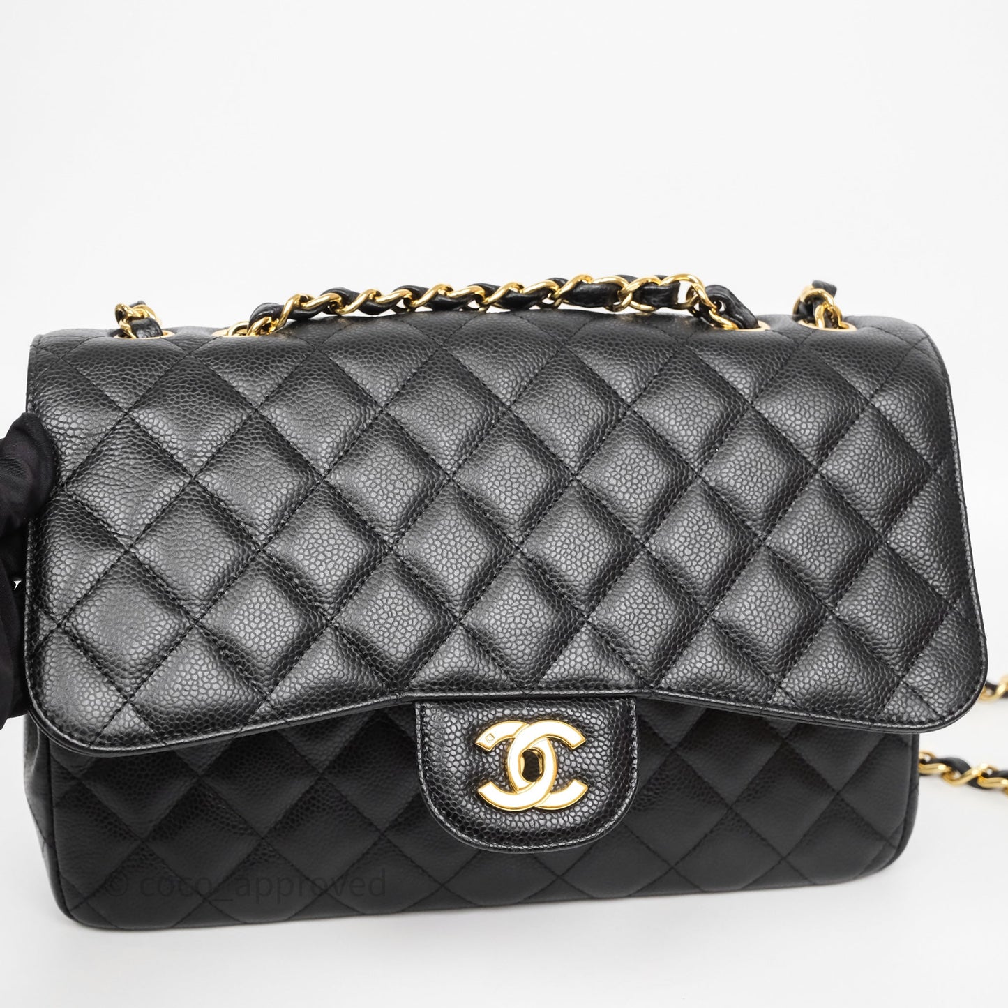 Chanel Jumbo Single Flap Black Caviar Gold Hardware⁣⁣