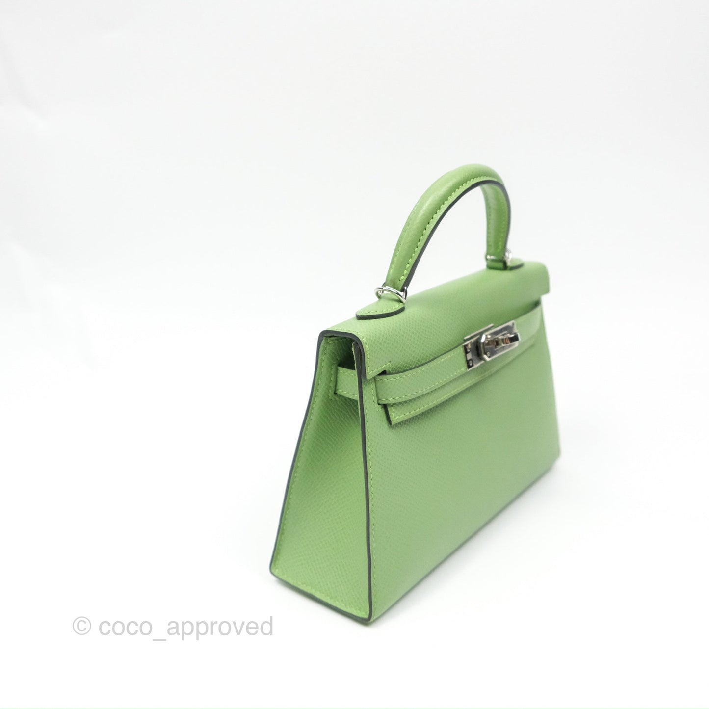 Hermès Mini Kelly II Vert Criquet Epsom Palladium Hardware
