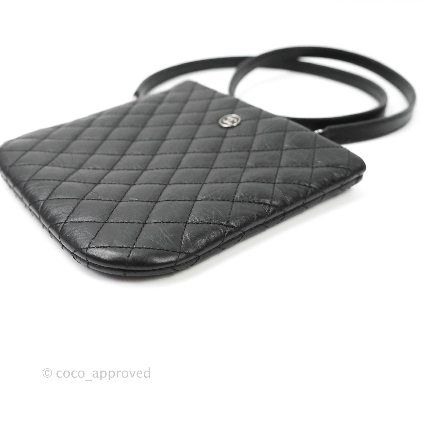 Chanel Quilted Black Crossbody Bag Silver Hardware