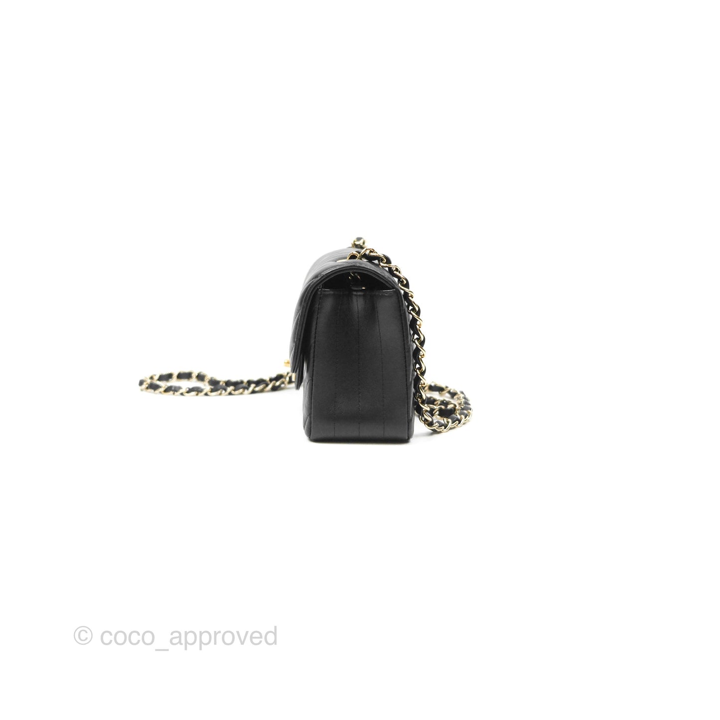 Chanel Chevron Mini Rectangular Flap Black Lambskin Gold Hardware