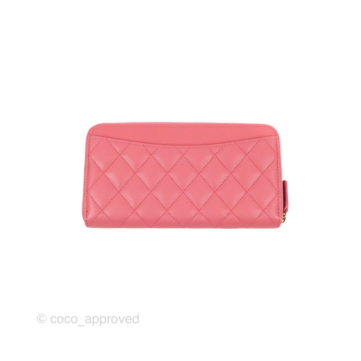 Chanel Classic Zip Long Wallet Quilted Pink Caviar Gold Hardware