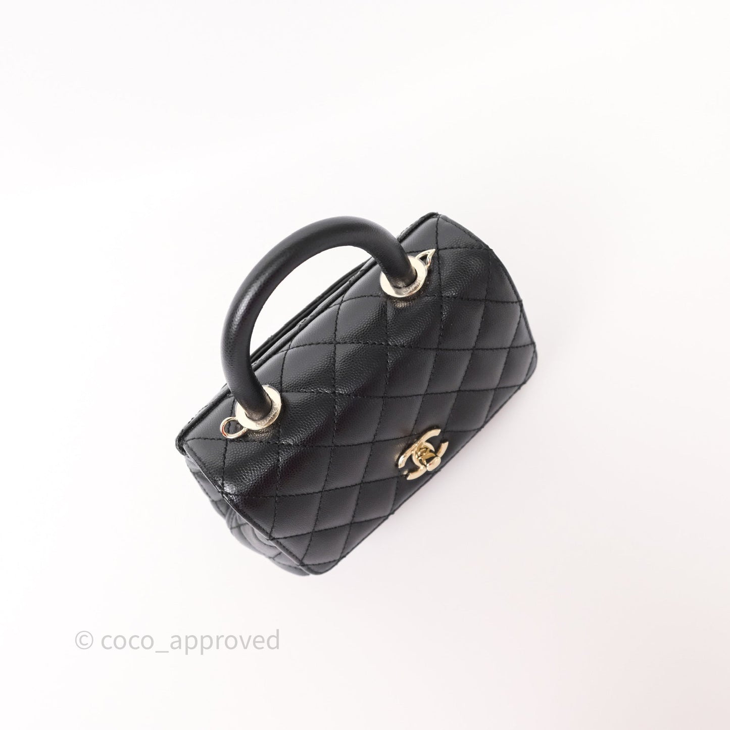 Chanel Mini Coco Handle Quilted Black Caviar Gold Hardware