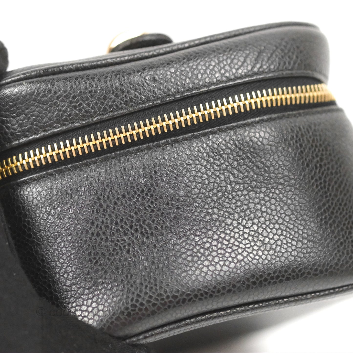 Chanel Vintage Vanity Case Black Caviar Gold Hardware