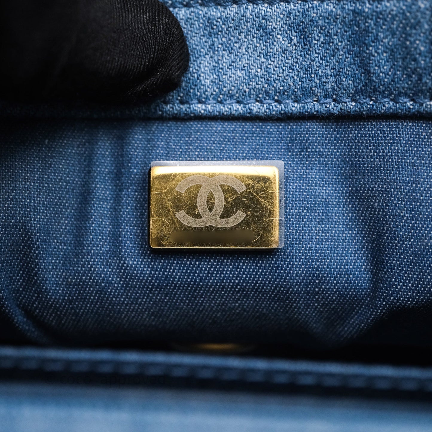 Chanel Mini Rectangular Pearl Crush Flap Quilted Denim Aged Gold Hardware