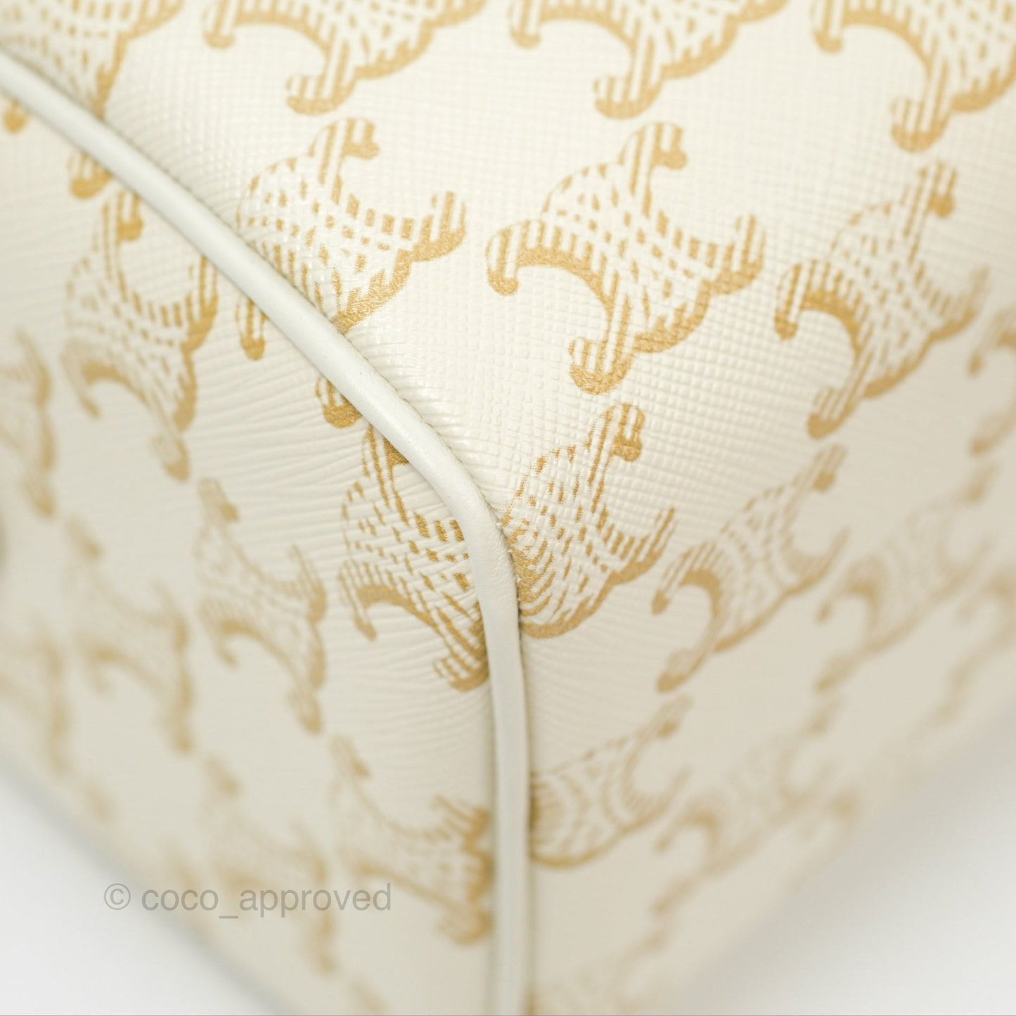 Celine Small Triomphe Canvas Boston Bag White Calfskin