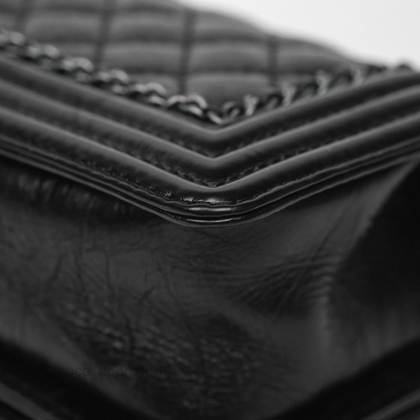 Chanel Small Chain Around Boy Quilted Black Aged Calfskin Ruthenium Hardware
