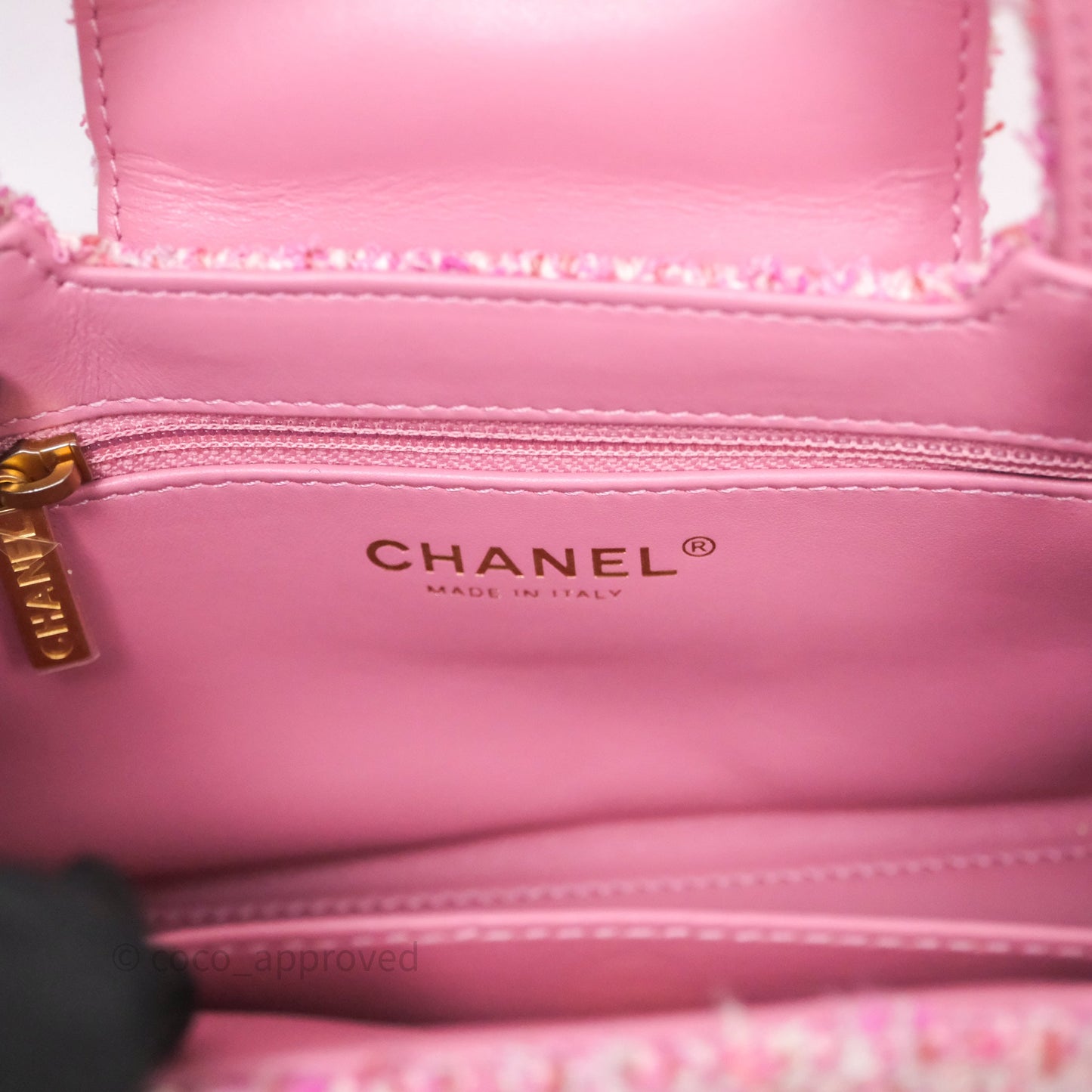 Chanel Kelly Bag Pink Tweed Aged Gold Hardware